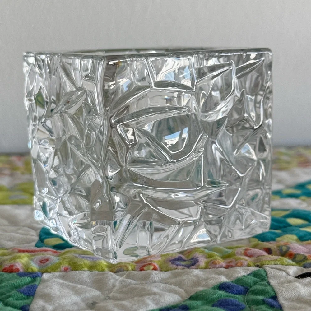Clear Bavarian Glass Ice Cube Votive Candle Holder by Nachtmann - Picture 2 of 3